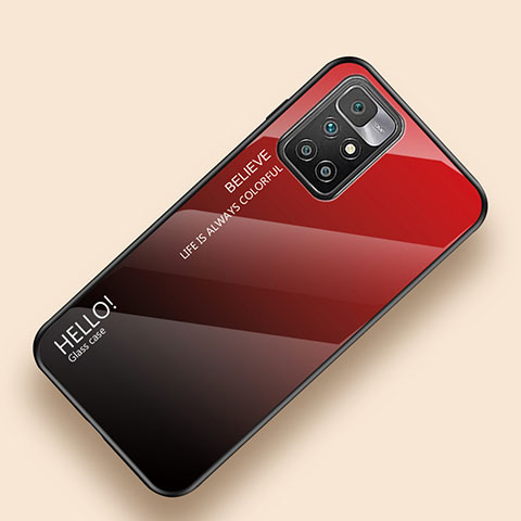 Carcasa Bumper Funda Silicona Espejo Gradiente Arco iris LS1 para Xiaomi Redmi 10 4G Rojo