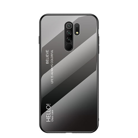 Carcasa Bumper Funda Silicona Espejo Gradiente Arco iris LS1 para Xiaomi Redmi 9 Gris Oscuro