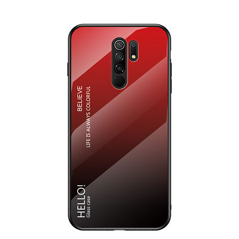 Carcasa Bumper Funda Silicona Espejo Gradiente Arco iris LS1 para Xiaomi Redmi 9 Prime India Rojo