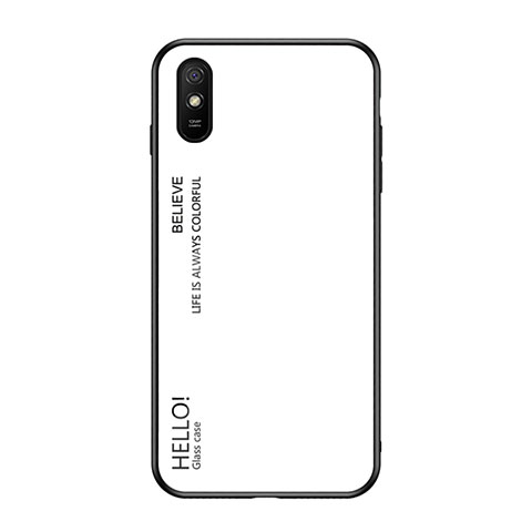 Carcasa Bumper Funda Silicona Espejo Gradiente Arco iris LS1 para Xiaomi Redmi 9A Blanco