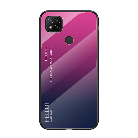 Carcasa Bumper Funda Silicona Espejo Gradiente Arco iris LS1 para Xiaomi Redmi 9C Rosa Roja