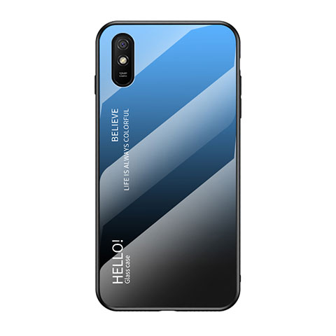 Carcasa Bumper Funda Silicona Espejo Gradiente Arco iris LS1 para Xiaomi Redmi 9i Azul