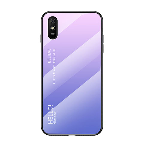 Carcasa Bumper Funda Silicona Espejo Gradiente Arco iris LS1 para Xiaomi Redmi 9i Purpura Claro