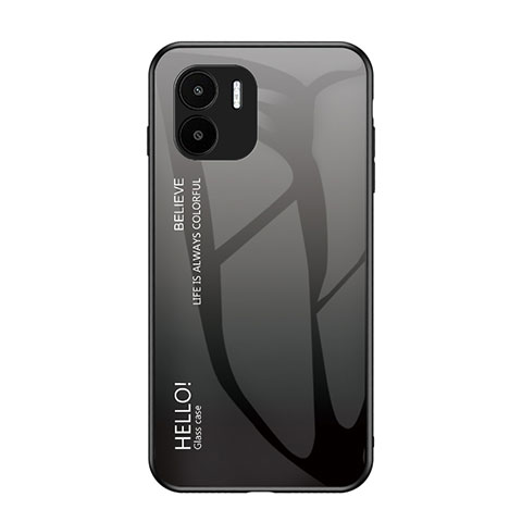 Carcasa Bumper Funda Silicona Espejo Gradiente Arco iris LS1 para Xiaomi Redmi A1 Gris Oscuro