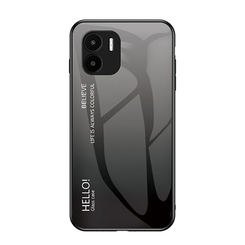 Carcasa Bumper Funda Silicona Espejo Gradiente Arco iris LS1 para Xiaomi Redmi A2 Plus Gris Oscuro