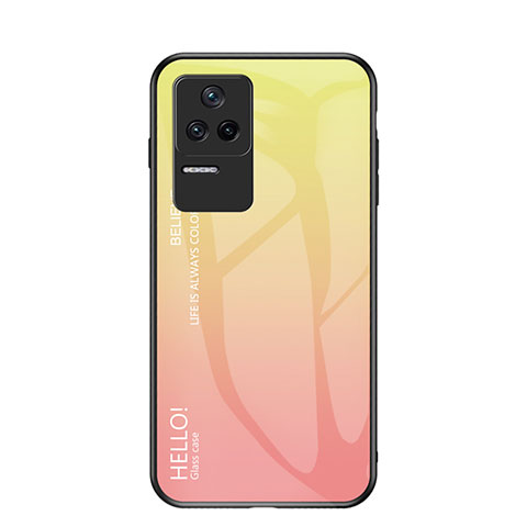 Carcasa Bumper Funda Silicona Espejo Gradiente Arco iris LS1 para Xiaomi Redmi K40S 5G Amarillo