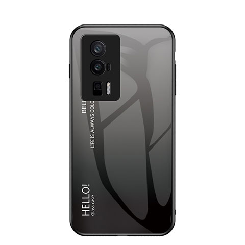 Carcasa Bumper Funda Silicona Espejo Gradiente Arco iris LS1 para Xiaomi Redmi K60 5G Gris Oscuro