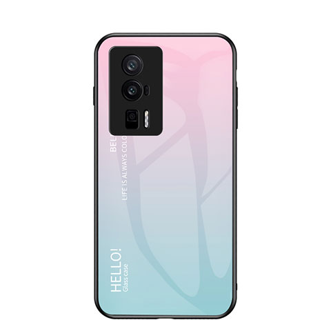 Carcasa Bumper Funda Silicona Espejo Gradiente Arco iris LS1 para Xiaomi Redmi K60 Pro 5G Cian