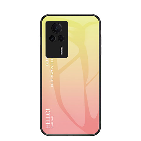 Carcasa Bumper Funda Silicona Espejo Gradiente Arco iris LS1 para Xiaomi Redmi K60E 5G Amarillo