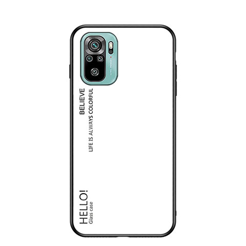 Carcasa Bumper Funda Silicona Espejo Gradiente Arco iris LS1 para Xiaomi Redmi Note 10 4G Blanco