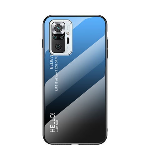 Carcasa Bumper Funda Silicona Espejo Gradiente Arco iris LS1 para Xiaomi Redmi Note 10 Pro 4G Azul