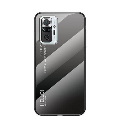 Carcasa Bumper Funda Silicona Espejo Gradiente Arco iris LS1 para Xiaomi Redmi Note 10 Pro 4G Gris Oscuro