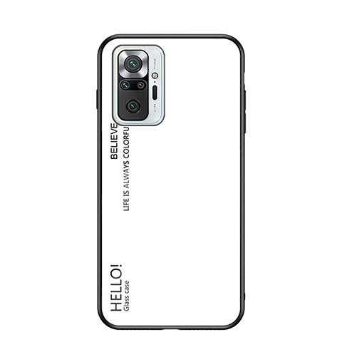 Carcasa Bumper Funda Silicona Espejo Gradiente Arco iris LS1 para Xiaomi Redmi Note 10 Pro Max Blanco