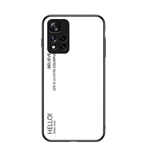 Carcasa Bumper Funda Silicona Espejo Gradiente Arco iris LS1 para Xiaomi Redmi Note 11 Pro+ Plus 5G Blanco