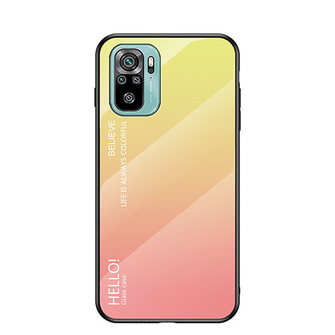 Carcasa Bumper Funda Silicona Espejo Gradiente Arco iris LS1 para Xiaomi Redmi Note 11 SE India 4G Amarillo