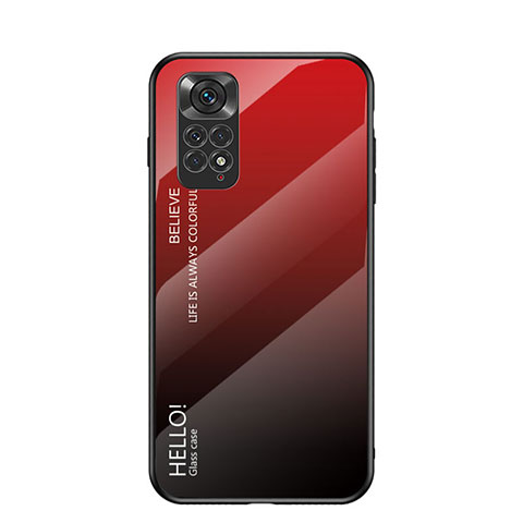 Carcasa Bumper Funda Silicona Espejo Gradiente Arco iris LS1 para Xiaomi Redmi Note 11S 4G Rojo