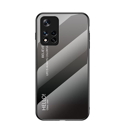 Carcasa Bumper Funda Silicona Espejo Gradiente Arco iris LS1 para Xiaomi Redmi Note 11T 5G Gris Oscuro