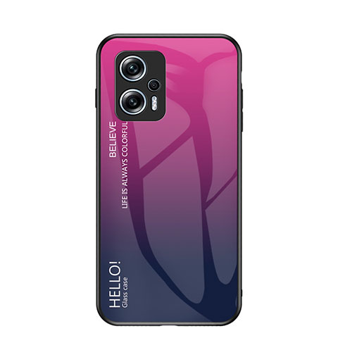 Carcasa Bumper Funda Silicona Espejo Gradiente Arco iris LS1 para Xiaomi Redmi Note 11T Pro+ Plus 5G Rosa Roja