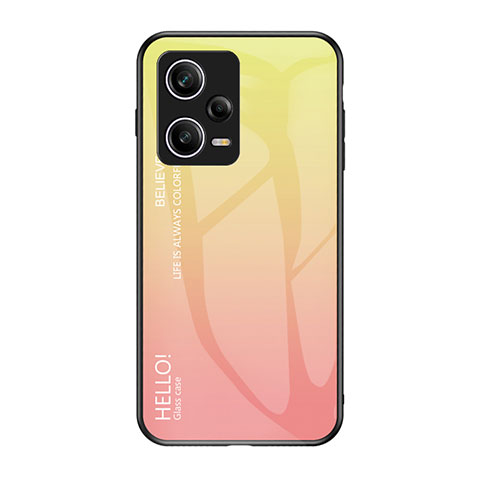 Carcasa Bumper Funda Silicona Espejo Gradiente Arco iris LS1 para Xiaomi Redmi Note 12 Pro 5G Amarillo