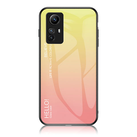 Carcasa Bumper Funda Silicona Espejo Gradiente Arco iris LS1 para Xiaomi Redmi Note 12S Amarillo