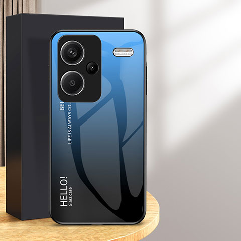 Carcasa Bumper Funda Silicona Espejo Gradiente Arco iris LS1 para Xiaomi Redmi Note 13 Pro+ Plus 5G Azul