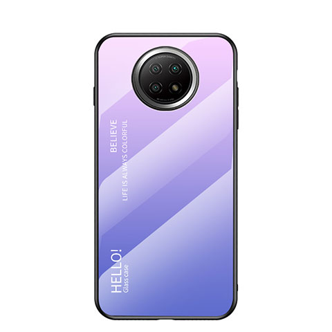 Carcasa Bumper Funda Silicona Espejo Gradiente Arco iris LS1 para Xiaomi Redmi Note 9 5G Purpura Claro