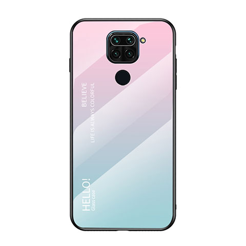 Carcasa Bumper Funda Silicona Espejo Gradiente Arco iris LS1 para Xiaomi Redmi Note 9 Cian