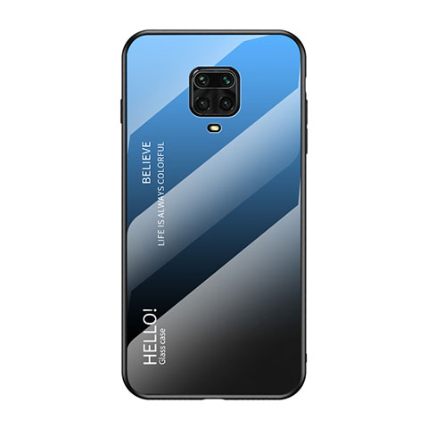 Carcasa Bumper Funda Silicona Espejo Gradiente Arco iris LS1 para Xiaomi Redmi Note 9 Pro Max Azul