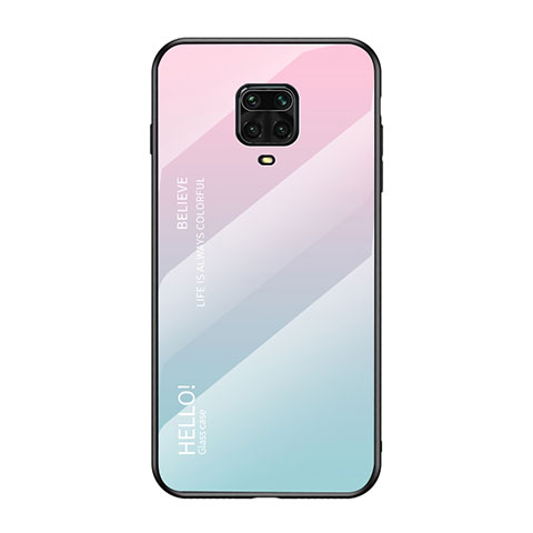 Carcasa Bumper Funda Silicona Espejo Gradiente Arco iris LS1 para Xiaomi Redmi Note 9 Pro Max Cian