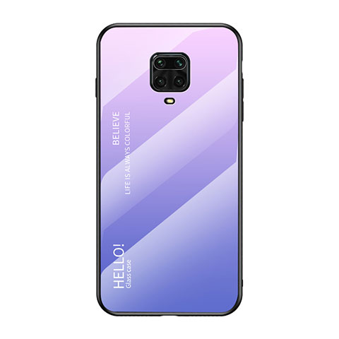 Carcasa Bumper Funda Silicona Espejo Gradiente Arco iris LS1 para Xiaomi Redmi Note 9 Pro Max Purpura Claro