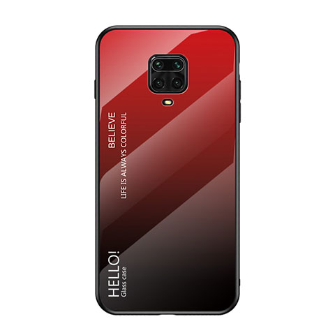 Carcasa Bumper Funda Silicona Espejo Gradiente Arco iris LS1 para Xiaomi Redmi Note 9 Pro Max Rojo