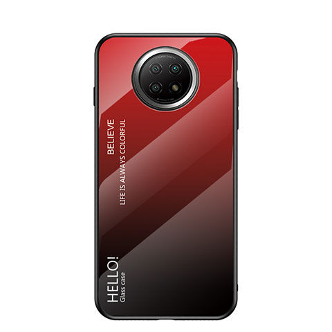 Carcasa Bumper Funda Silicona Espejo Gradiente Arco iris LS1 para Xiaomi Redmi Note 9T 5G Rojo