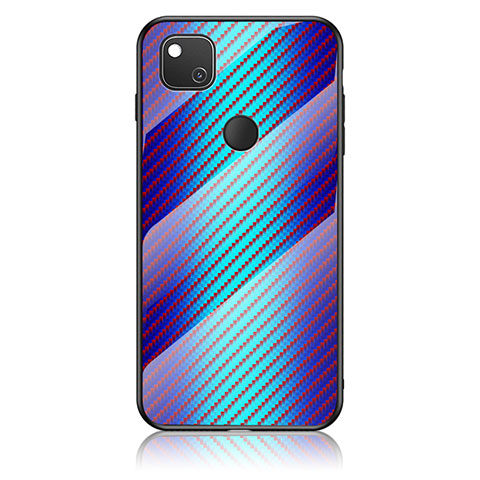 Carcasa Bumper Funda Silicona Espejo Gradiente Arco iris LS2 para Google Pixel 4a Azul