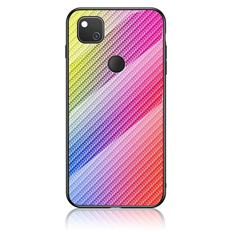 Carcasa Bumper Funda Silicona Espejo Gradiente Arco iris LS2 para Google Pixel 4a Rosa