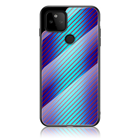 Carcasa Bumper Funda Silicona Espejo Gradiente Arco iris LS2 para Google Pixel 5a 5G Azul