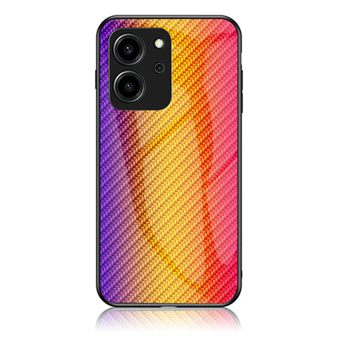 Carcasa Bumper Funda Silicona Espejo Gradiente Arco iris LS2 para Huawei Honor 80 SE 5G Naranja