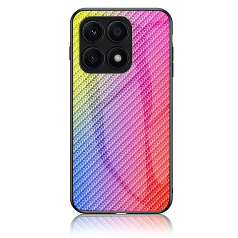 Carcasa Bumper Funda Silicona Espejo Gradiente Arco iris LS2 para Huawei Honor X8a 5G Rosa