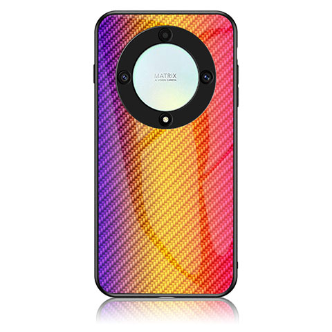 Carcasa Bumper Funda Silicona Espejo Gradiente Arco iris LS2 para Huawei Honor X9a 5G Naranja