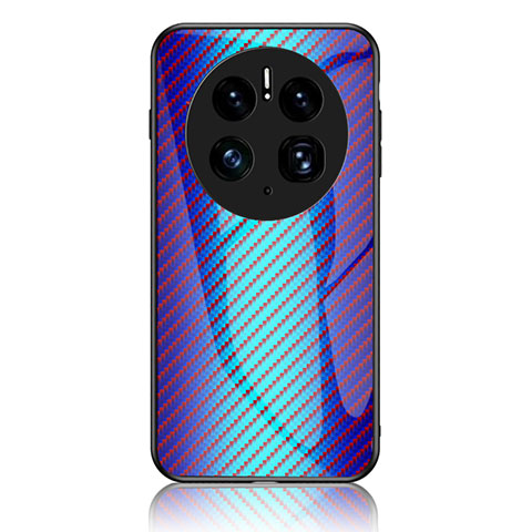 Carcasa Bumper Funda Silicona Espejo Gradiente Arco iris LS2 para Huawei Mate 50 Pro Azul