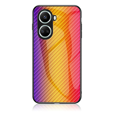 Carcasa Bumper Funda Silicona Espejo Gradiente Arco iris LS2 para Huawei Nova 10 SE Naranja