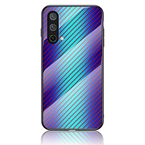 Carcasa Bumper Funda Silicona Espejo Gradiente Arco iris LS2 para OnePlus Nord CE 5G Azul