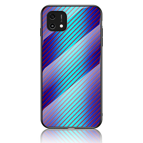 Carcasa Bumper Funda Silicona Espejo Gradiente Arco iris LS2 para Oppo A16e Azul