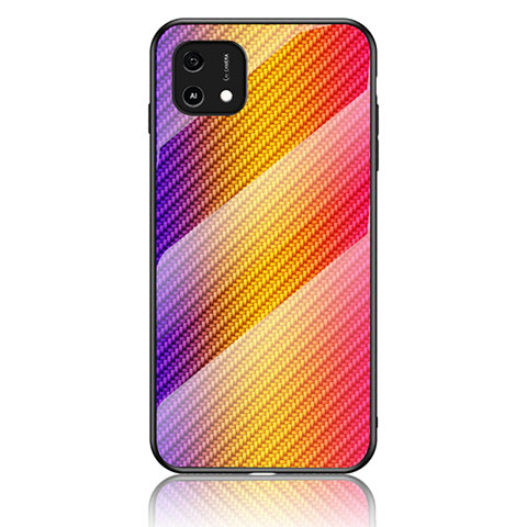 Carcasa Bumper Funda Silicona Espejo Gradiente Arco iris LS2 para Oppo A16e Naranja