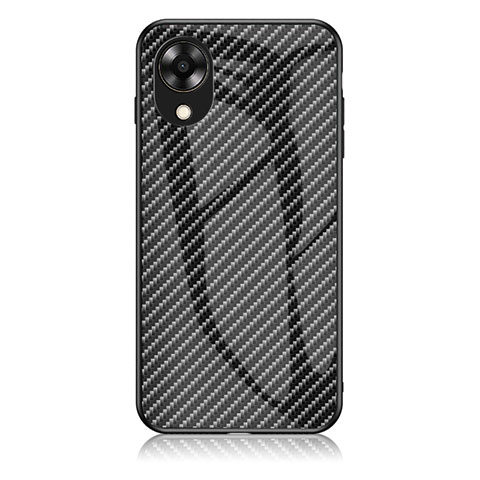 Carcasa Bumper Funda Silicona Espejo Gradiente Arco iris LS2 para Oppo A17K Negro