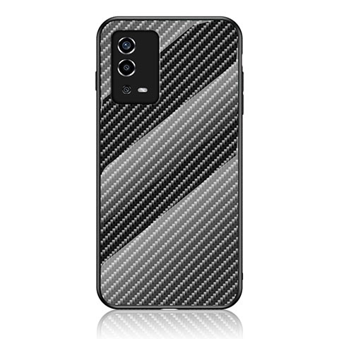 Carcasa Bumper Funda Silicona Espejo Gradiente Arco iris LS2 para Oppo A55 4G Negro