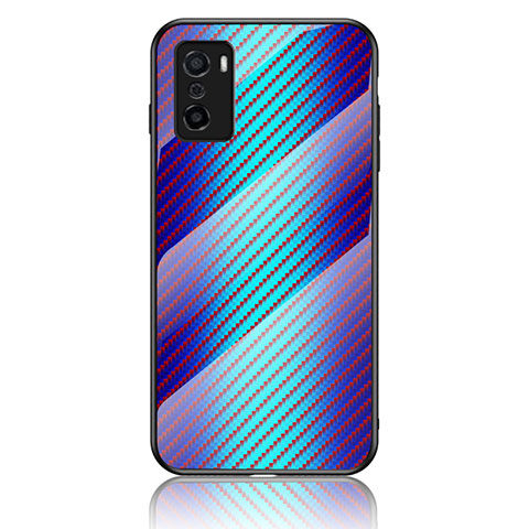 Carcasa Bumper Funda Silicona Espejo Gradiente Arco iris LS2 para Oppo A55S 5G Azul