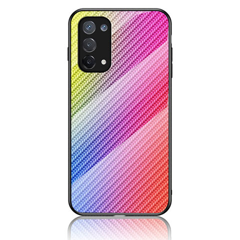 Carcasa Bumper Funda Silicona Espejo Gradiente Arco iris LS2 para Oppo A93 5G Rosa