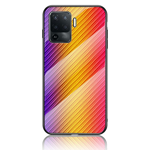 Carcasa Bumper Funda Silicona Espejo Gradiente Arco iris LS2 para Oppo A94 4G Naranja