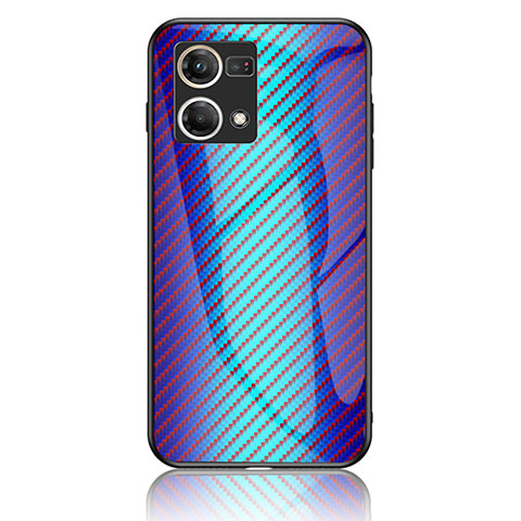 Carcasa Bumper Funda Silicona Espejo Gradiente Arco iris LS2 para Oppo F21 Pro 4G Azul