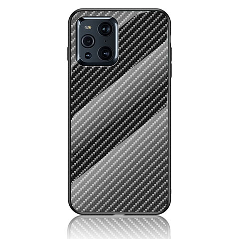 Carcasa Bumper Funda Silicona Espejo Gradiente Arco iris LS2 para Oppo Find X3 Pro 5G Negro